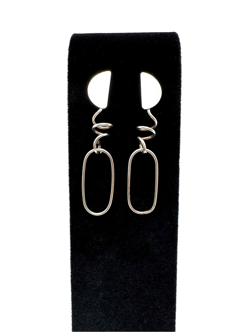 Sterling Silver Spiral Oval Drop Dangling Post Earrings - Picture 1 of 16